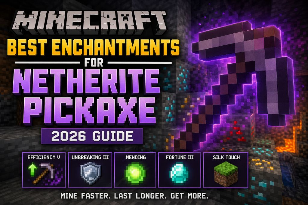 Best Enchantments for Netherite Pickaxe in Minecraft (2026 Guide)
